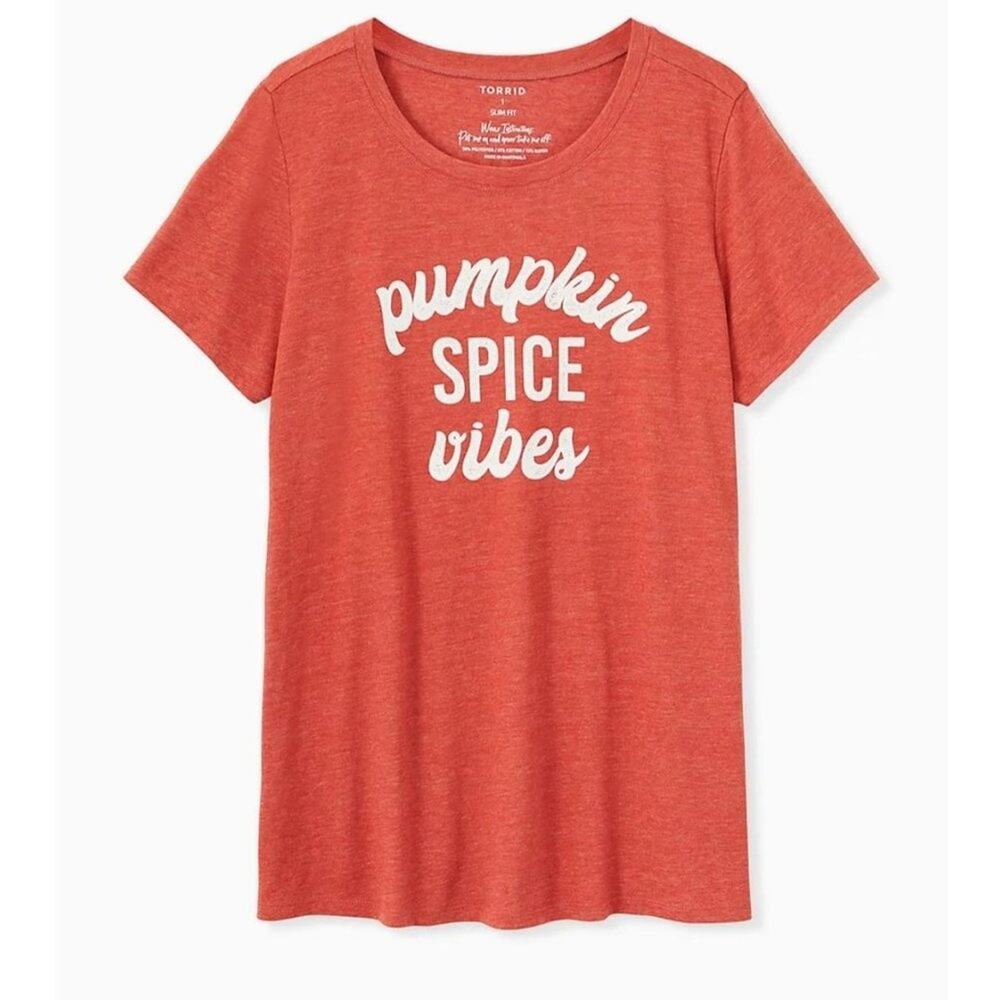 Torrid NWT Pumpkin spice vibe graphic slim fit tee Torrid size 00 woman size M/L